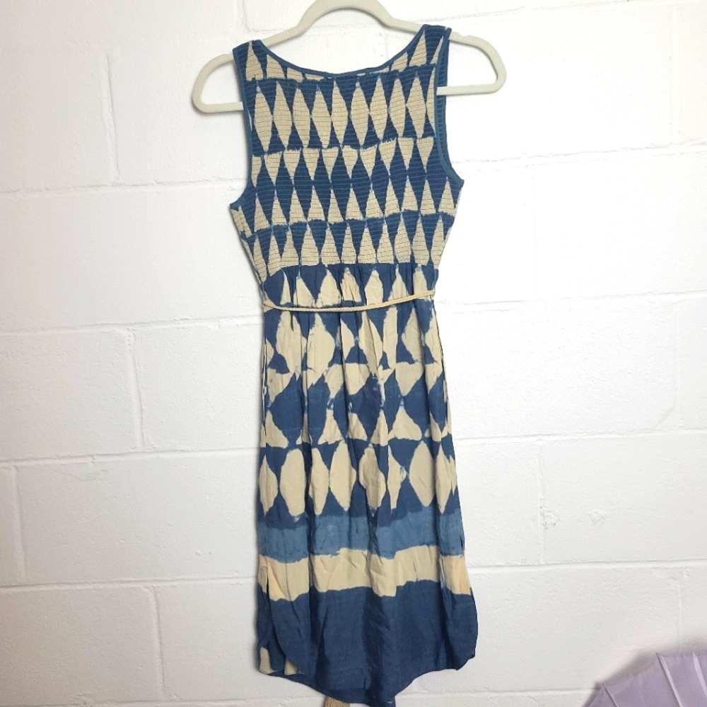 Anthropologie Maeve Geo Diamond Castalia Shibori Boho Dress Size 0P - Picture 7 of 9